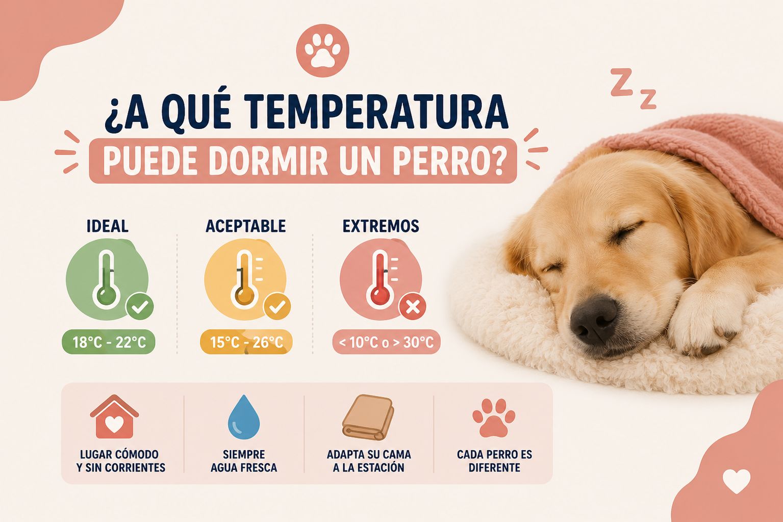 A qué temperatura puede dormir un perro