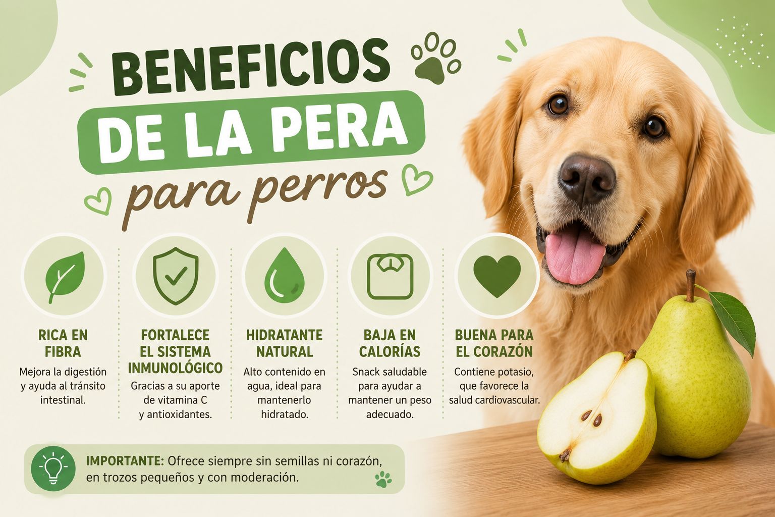 Beneficios de la pera para perros