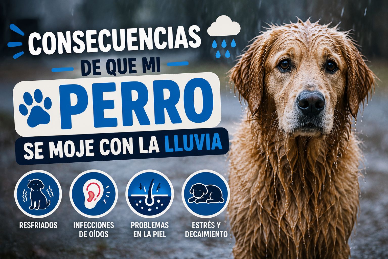 Consecuencias de que mi perro se moje con la lluvia