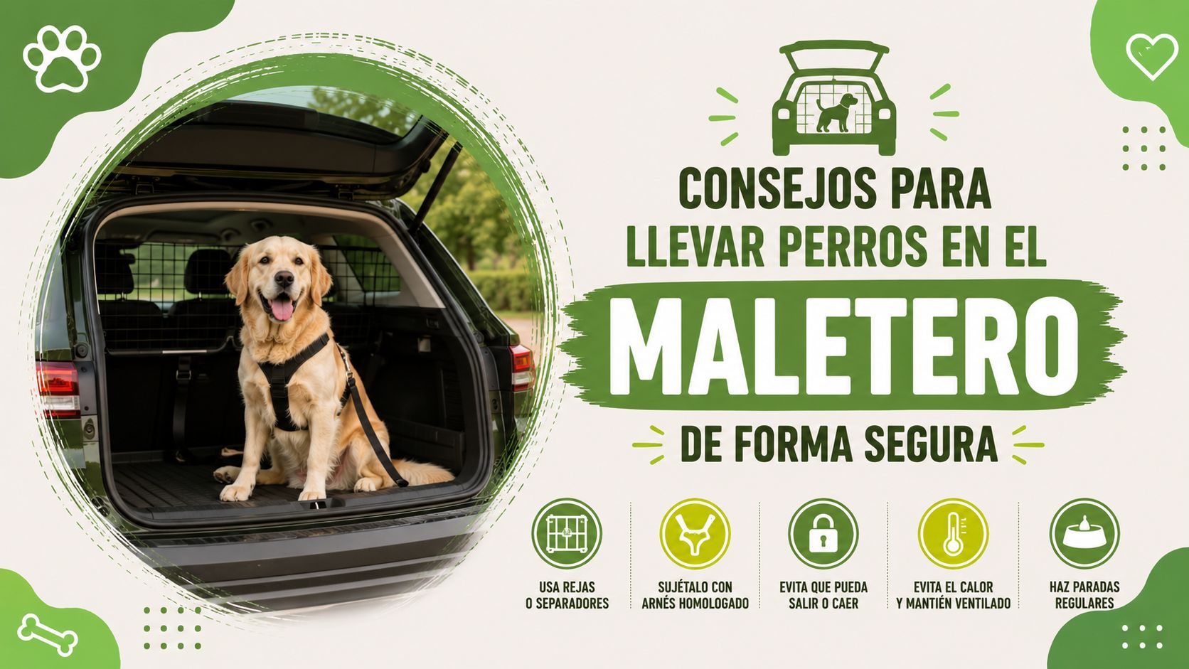 Consejos para llevar perros en el maletero de forma segura