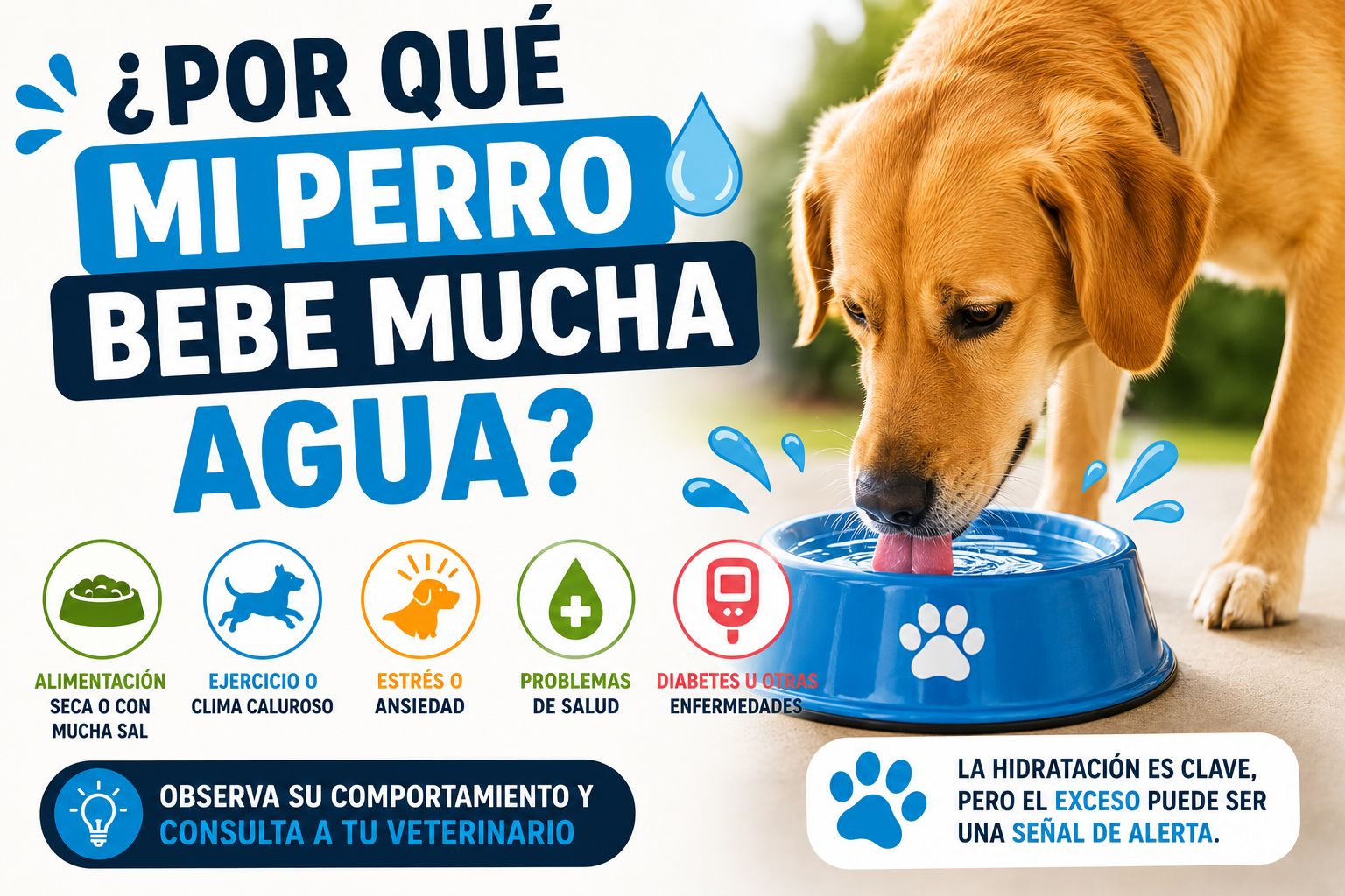 ¿Por qué mi perro bebe mucha agua?