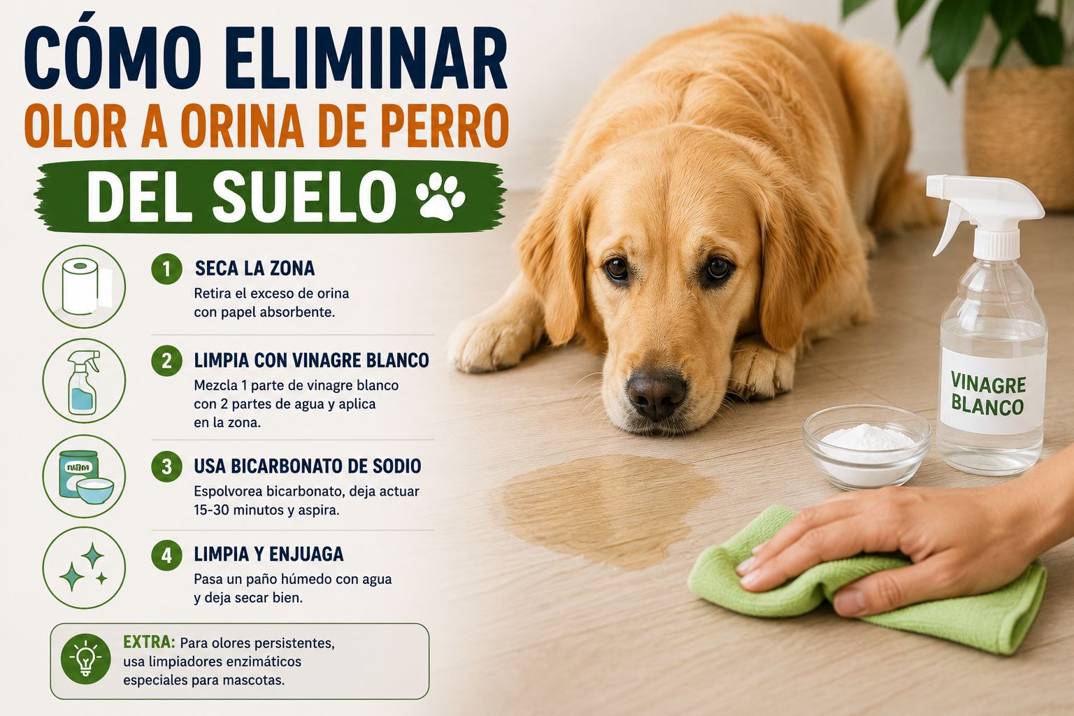 Cómo eliminar olor a orina de perro del suelo