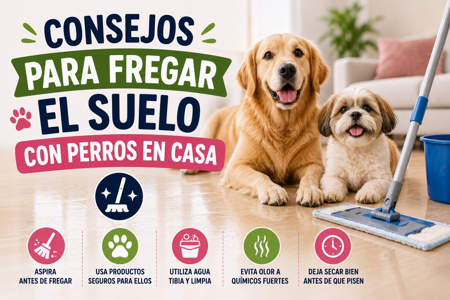 Consejos para fregar el suelo con perros en casa